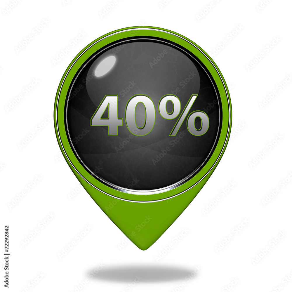 Fourty percent pointer icon on white background Fourty percent pointer icon on white background
