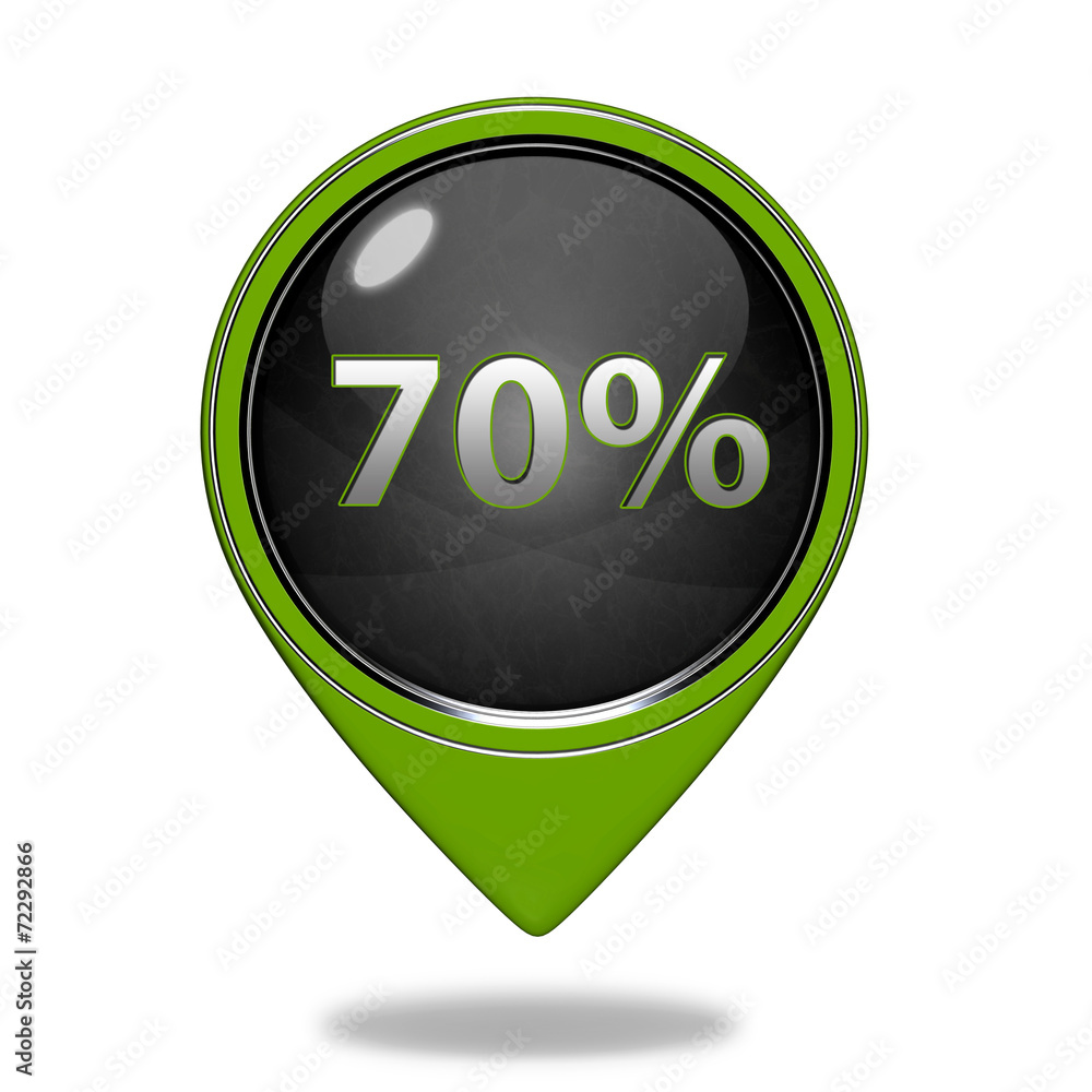 Seventy percent pointer icon on white background Seventy percent pointer icon on white background