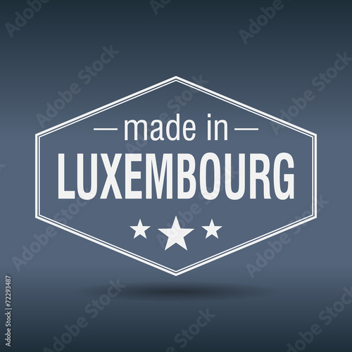 made in Luxembourg hexagonal white vintage label