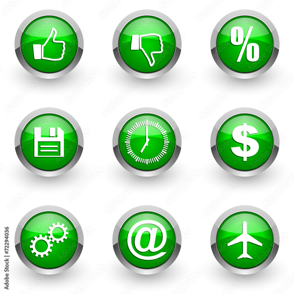 green vector icons set green vector icons set