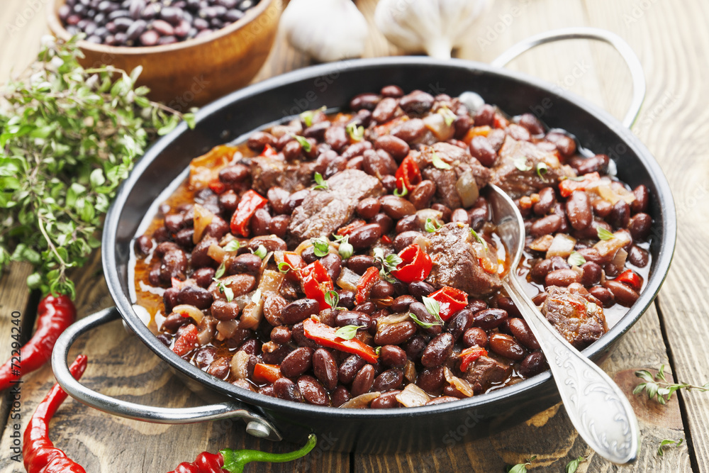 Meat stew with red beans and chili Meat stew with red beans and chili