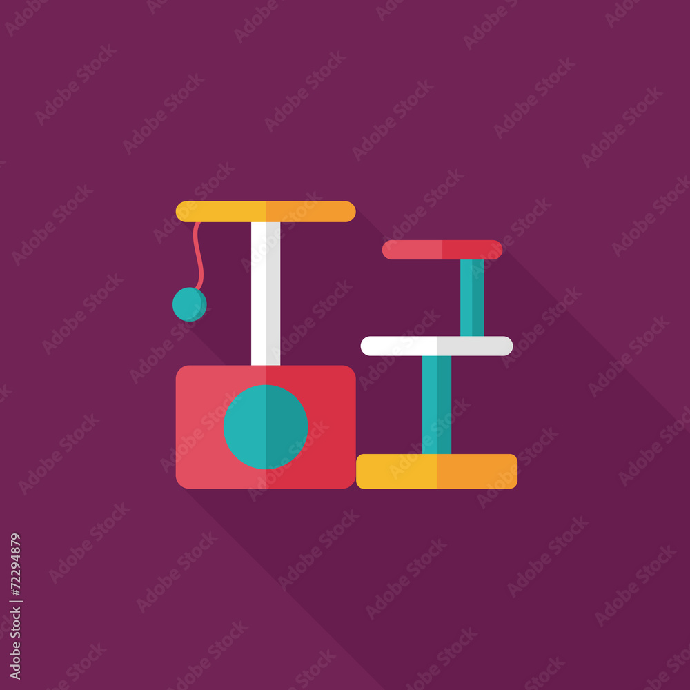 Pet cat tree flat icon with long shadow,eps10 Pet cat tree flat icon with long shadow,eps10