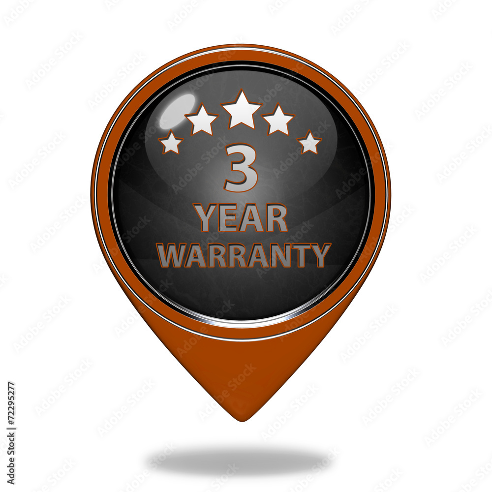 Three year warranty pointer icon on white background Three year warranty pointer icon on white background