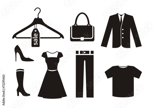 Clothes icon set in black