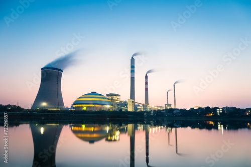 Photography coal power plant in nightfall