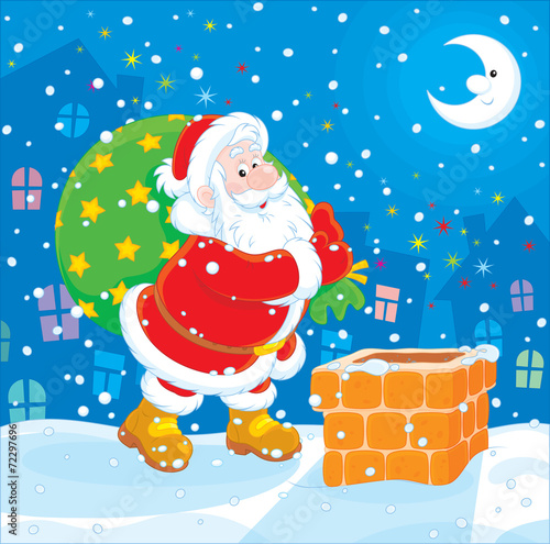 Santa Claus with his bag of Christmas gifts