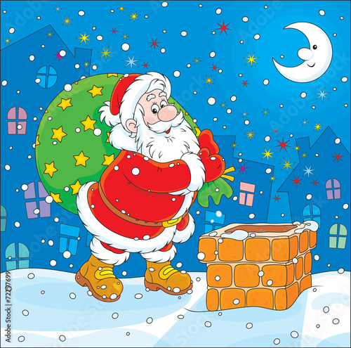 Santa Claus with his bag of Christmas gifts
