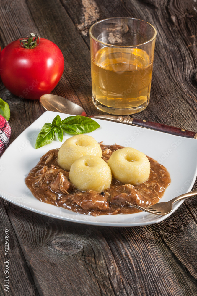Dumplings with pork sauce.Selective focus.