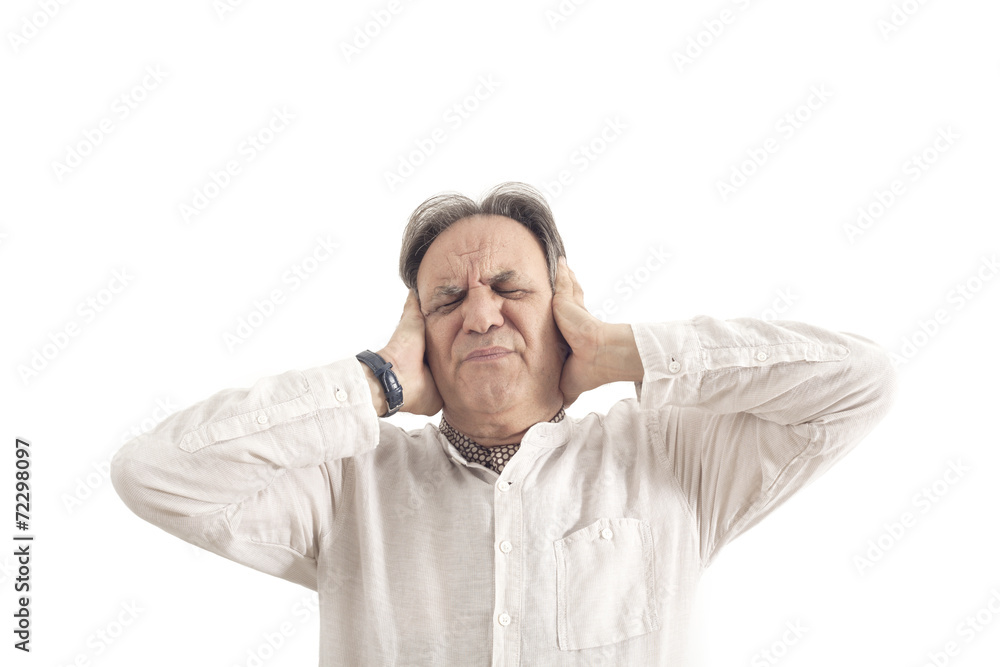 Stressed businessman on white background Stressed businessman on white background