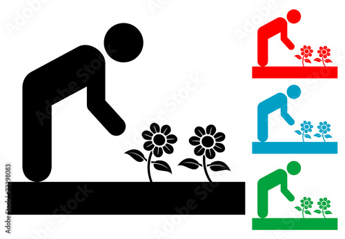 Pictograma jardinero con varios colores