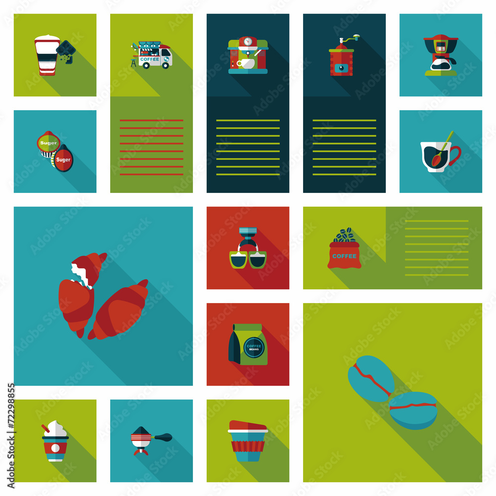 coffee flat ui background set, eps10 coffee flat ui background set, eps10