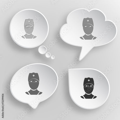 Doctor. White flat vector buttons on gray background.
