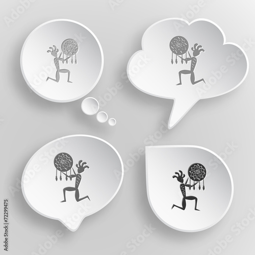 Ethnic little man as shaman. White flat vector buttons on gray b
