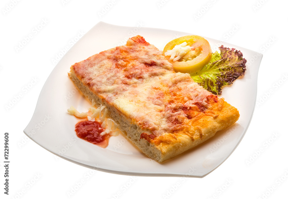 Pizza with tomato sauce and mozarella Pizza with tomato sauce and mozarella