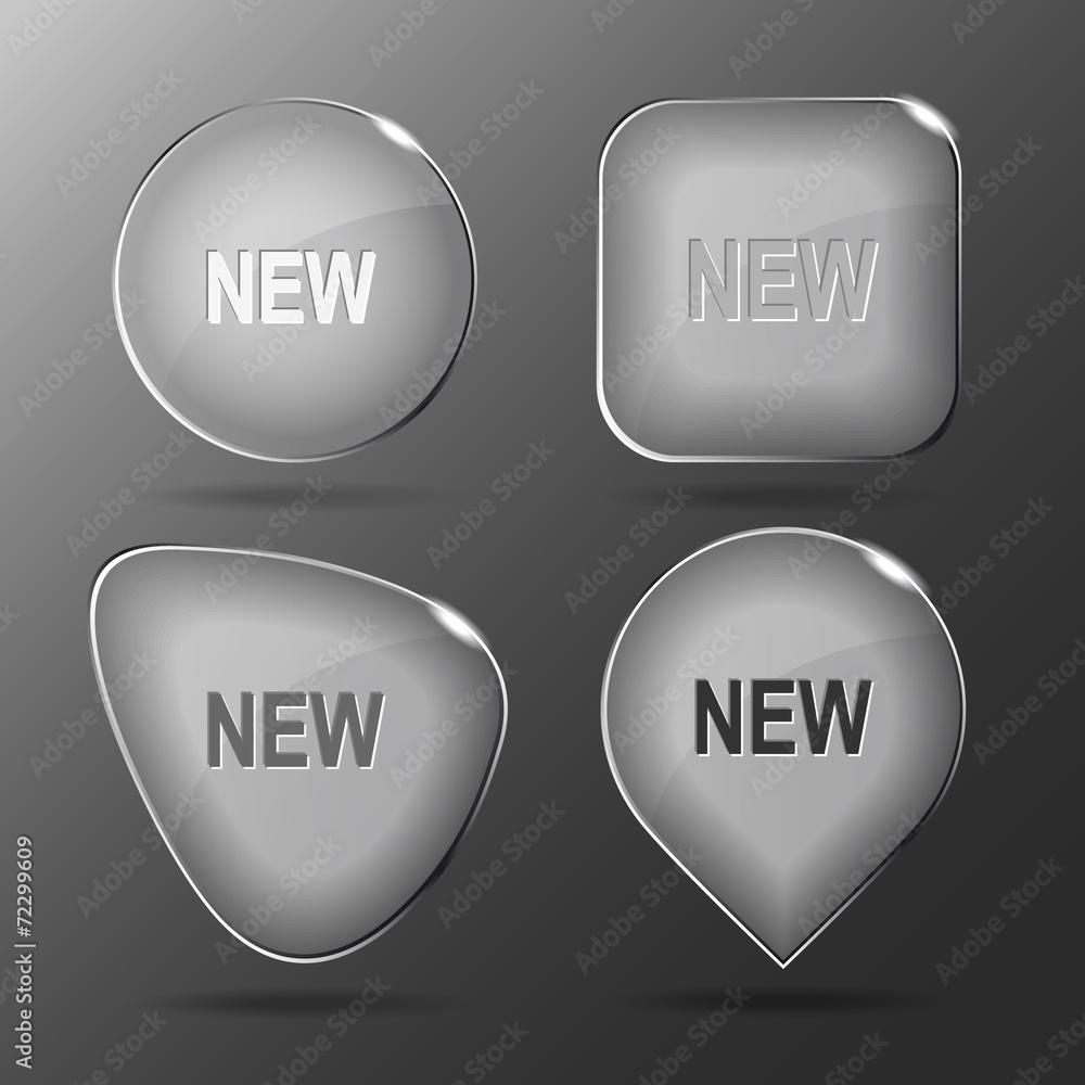 New. Glass buttons. Vector illustration. New. Glass buttons. Vector illustration.