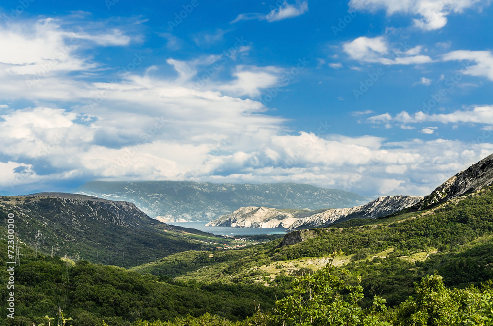 Panoramic view at valley - Island Krk, Croatia