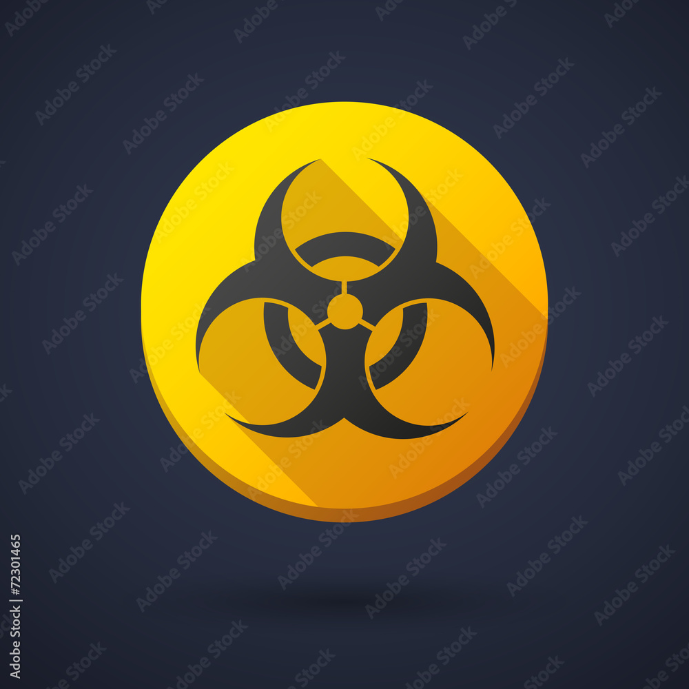 Long shadow round icon with a biohazard sign Long shadow round icon with a biohazard sign