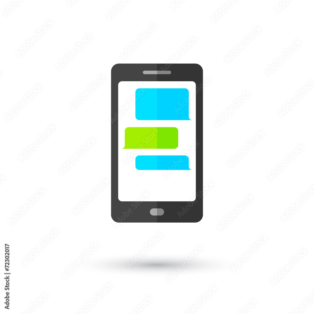 Communication smartphone icon with chat bubbles Communication smartphone icon with chat bubbles