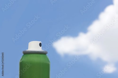 Spray clouds into sky