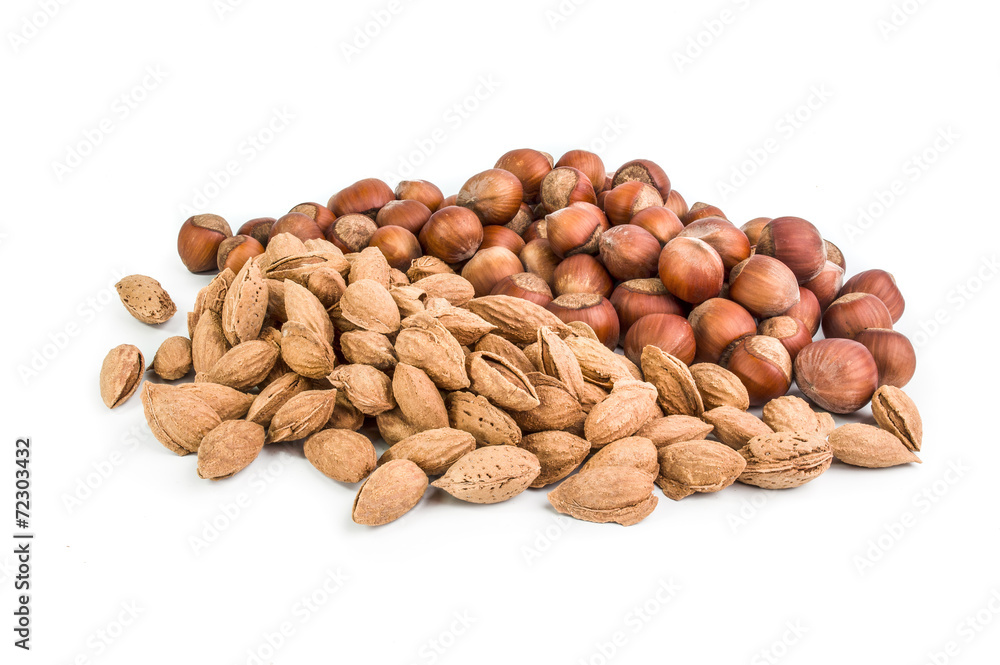 Group of nuts isolated on white background Group of nuts isolated on white background