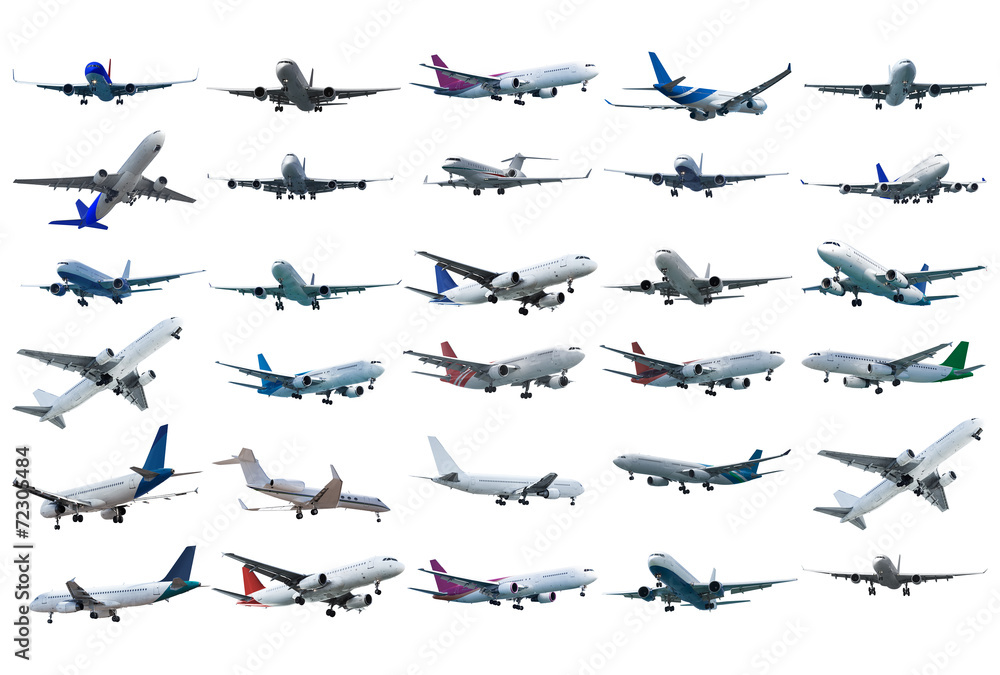 Fototapeta premium Zestaw prawdziwych samolotów odrzutowych