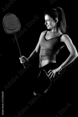 woman with badminton racket