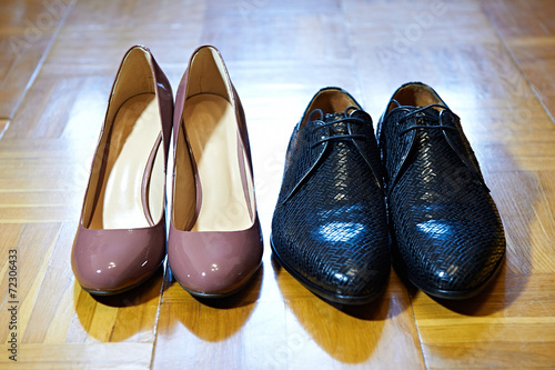 Black male and brown female shoes
