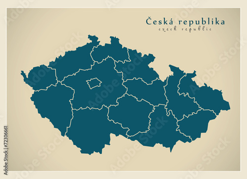 Modern Map - Ceska republika with regions CZ
