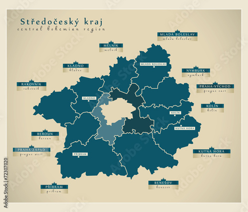 Modern Map - Stredocesky kraj CZ