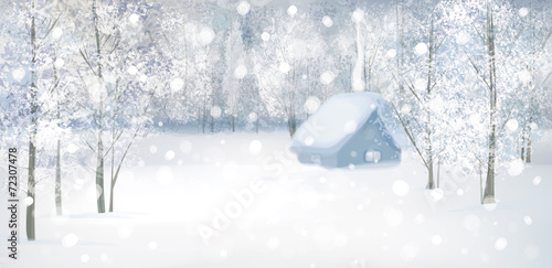 Vector winter snow landscape.