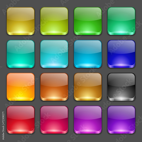 Colorful square glossy buttons