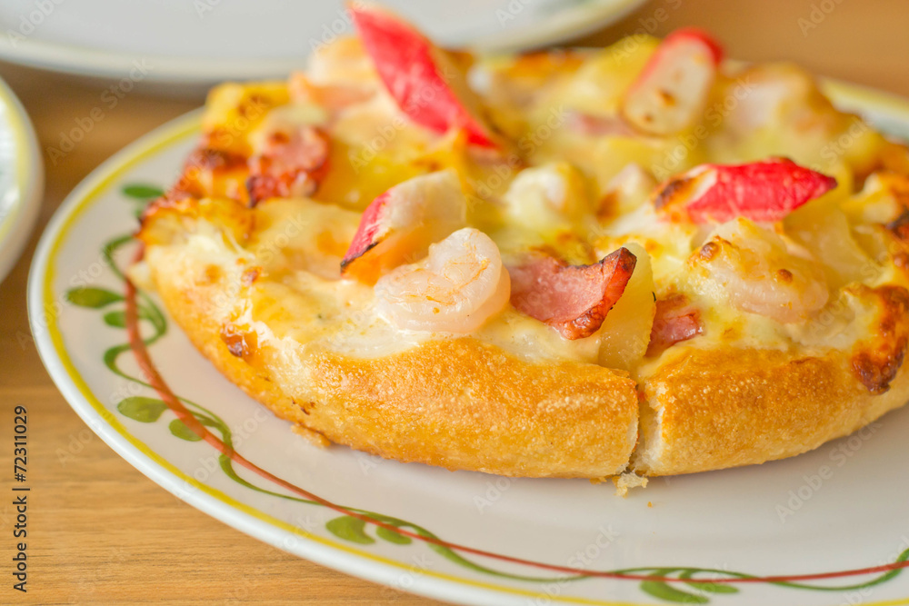 Fresh tasty pizza on the table Fresh tasty pizza on the table