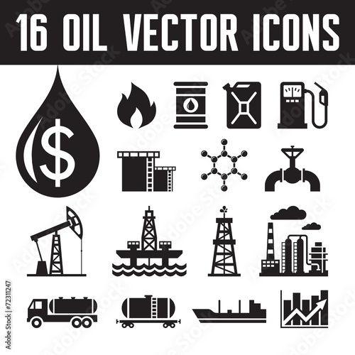 16 oil vector icons for infographic and  presentation