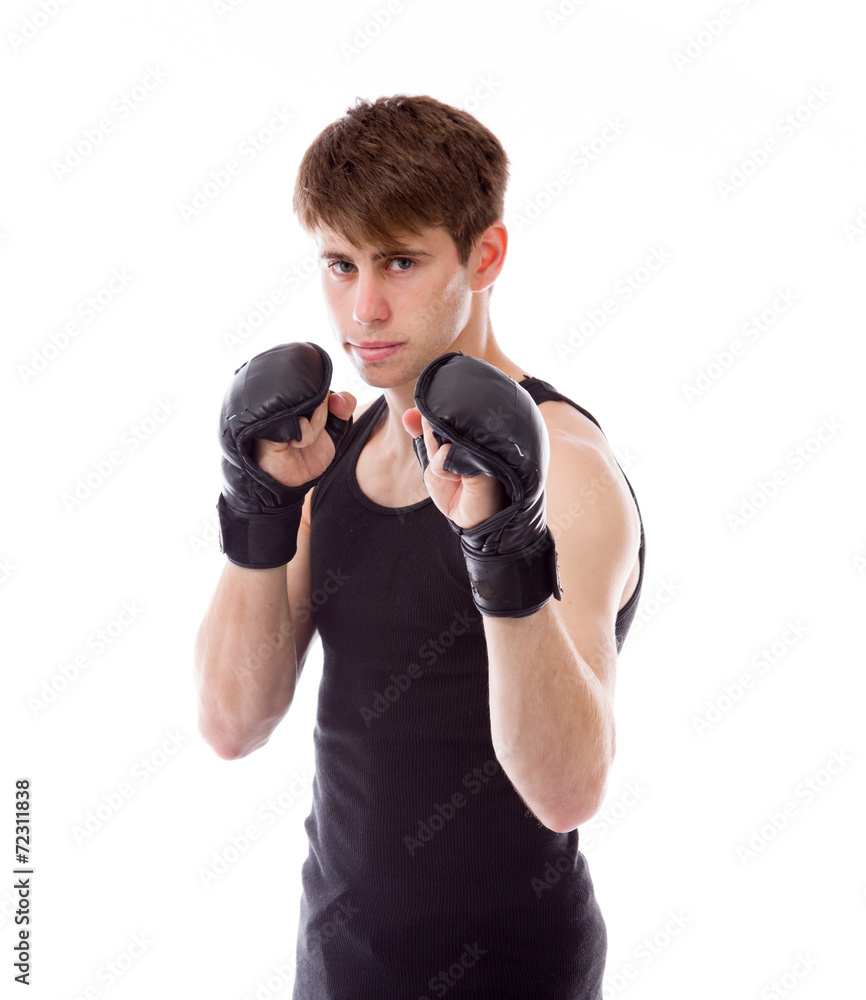 model isolated on white fighting