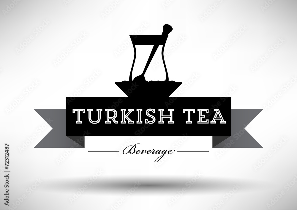 Turkish Tea Icon with Typographic Design Turkish Tea Icon with Typographic Design