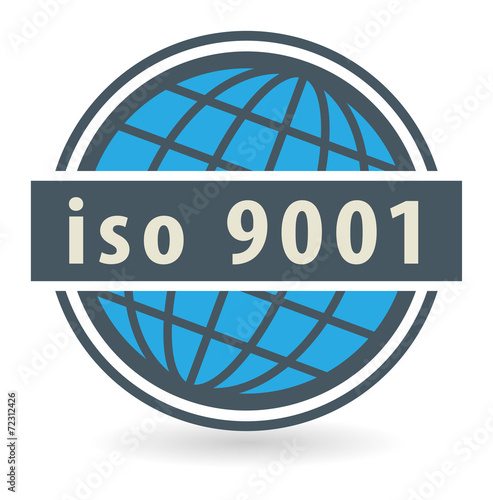 Abstract stamp or label with the text iso 9001