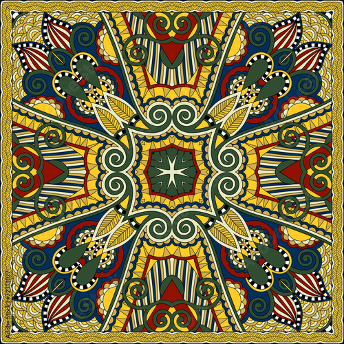 silk neck scarf or kerchief square pattern design in ukrainian k