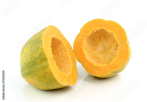 papaya ripe fruits on White background
