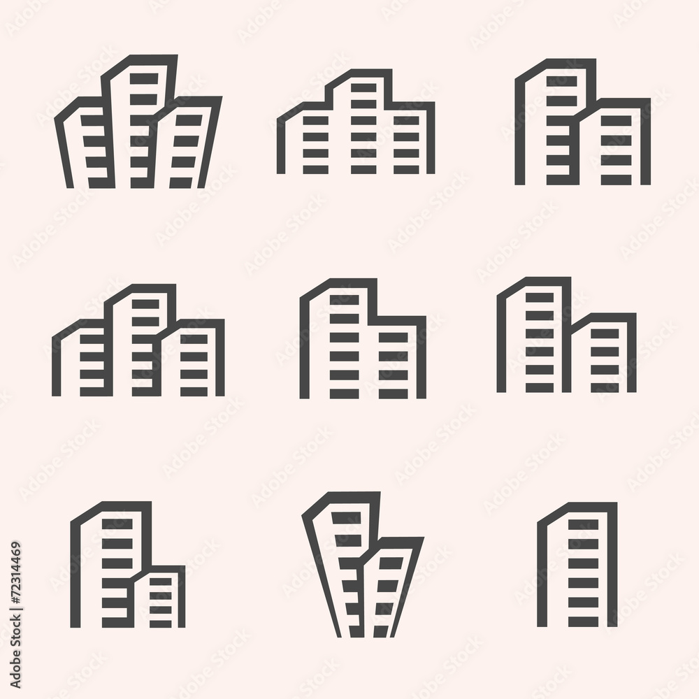 Obraz premium Vector city buildings silhouette icons