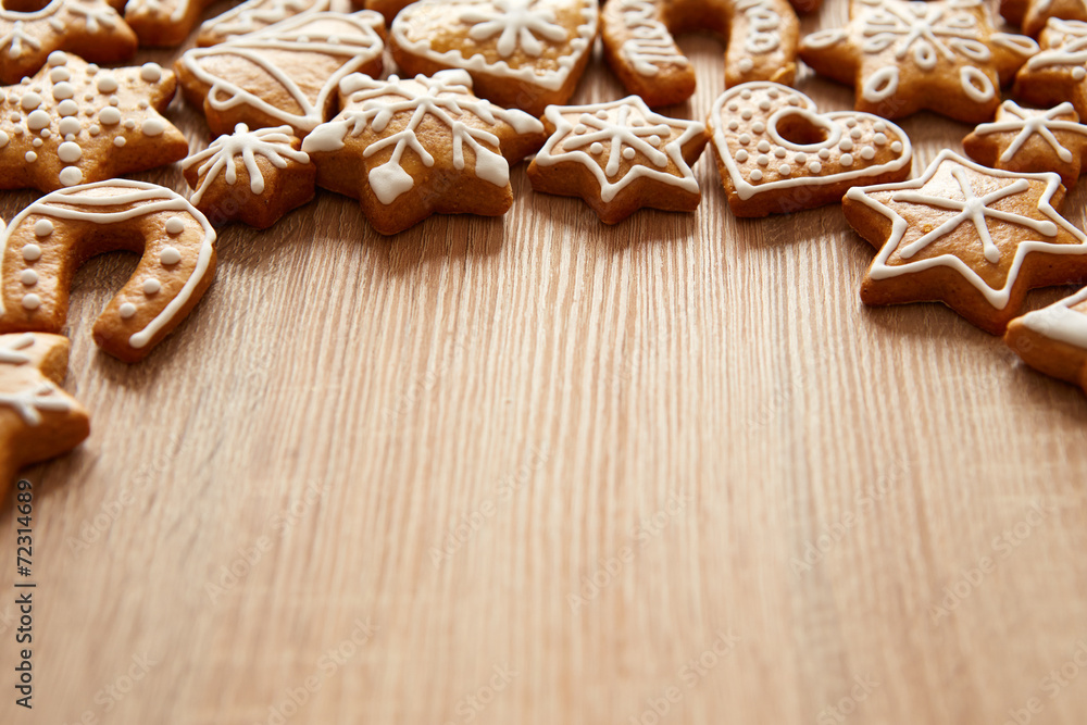 Homemade christmas cookies on wooden table Homemade christmas cookies on wooden table