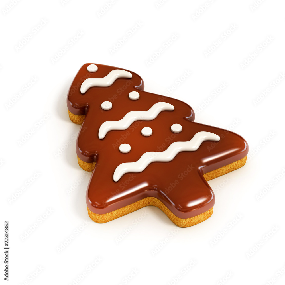 chocolate biscuit gingerbread Christmas tree 3d illustration chocolate biscuit gingerbread Christmas tree 3d illustration