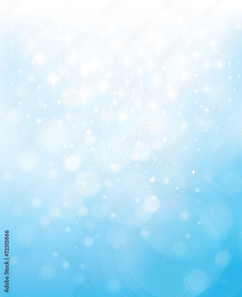 Vector abstract blue bokeh stars background.