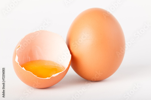 Eggs on white background