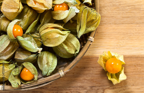 Physalis on a wooden table