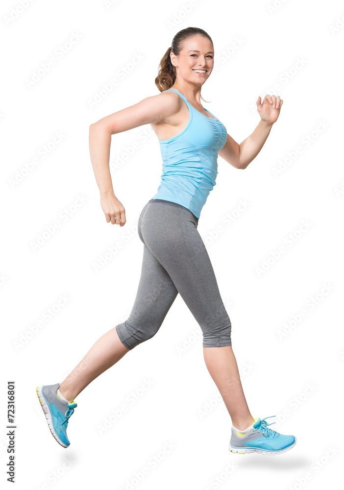 Woman Running Jogging Isolated on White Background Woman Running Jogging Isolated on White Background