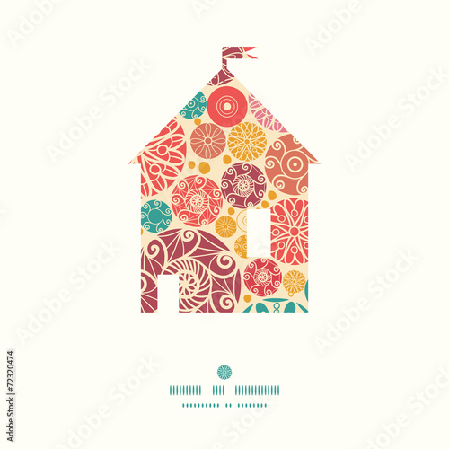 Vector abstract decorative circles house silhouette pattern