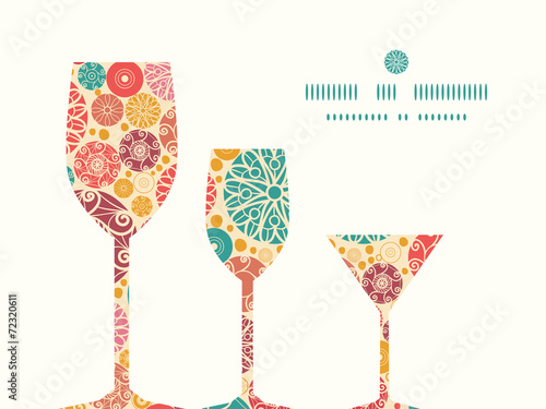 Vector abstract decorative circles three wine glasses