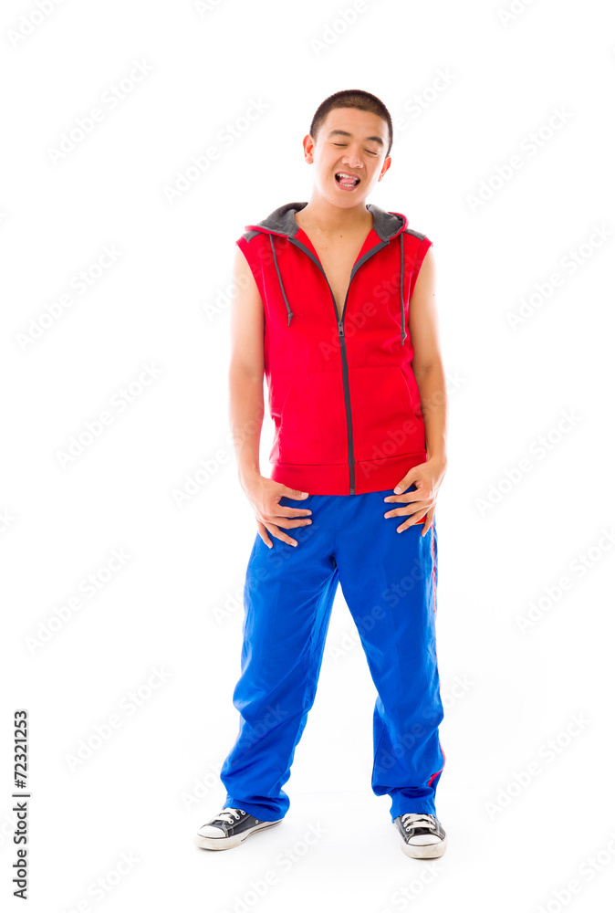 model isolated on plain background furious screaming