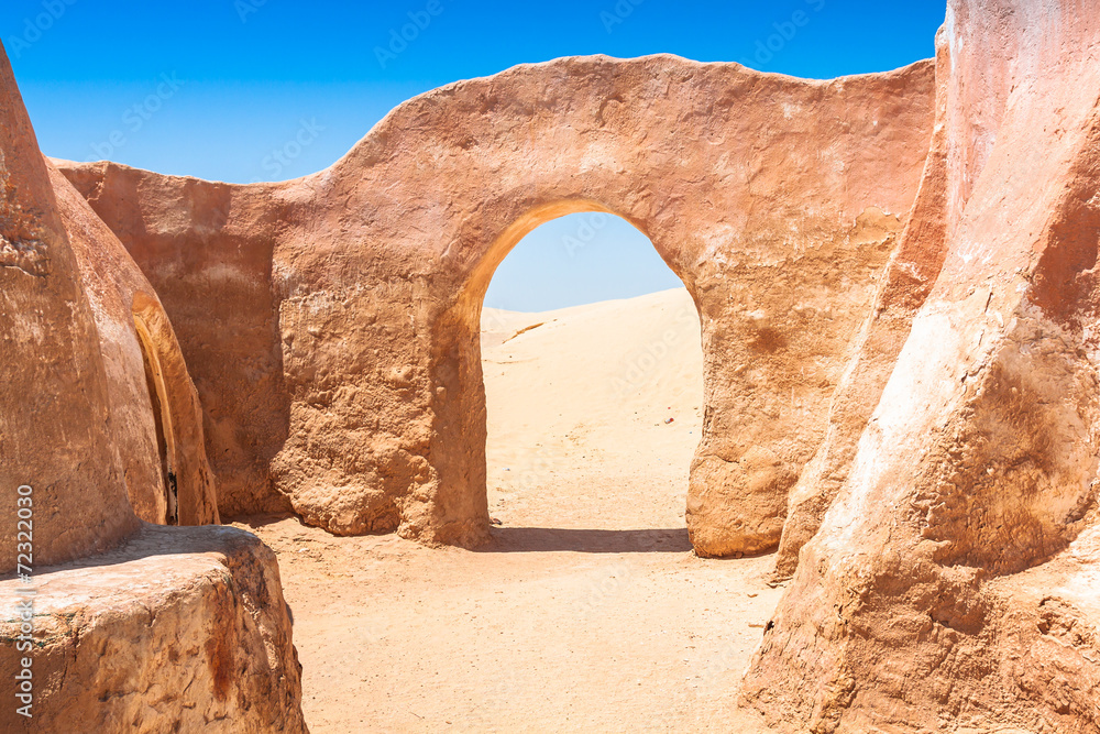 Set for the Star Wars movie still stands in the Tunisian desert