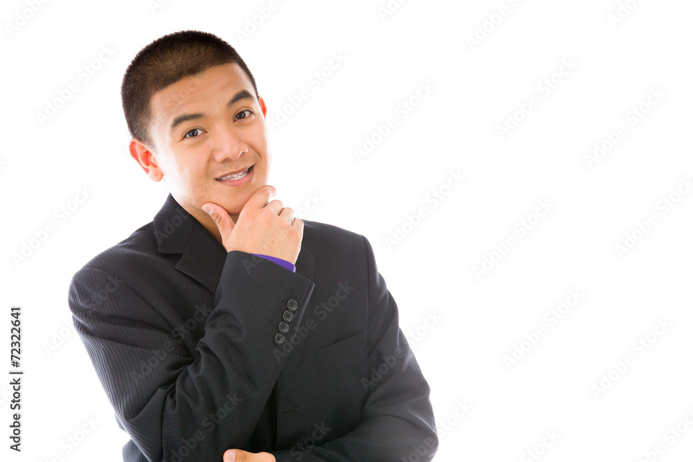 model isolated on plain background thinking model isolated on plain background thinking